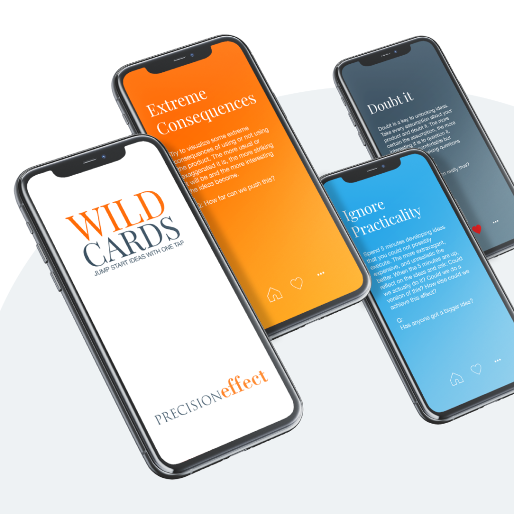Wild Cards, a free, iOS and Android mobile app–created by PRECISIONeffect–that allows users to “jump start ideas with one tap.”